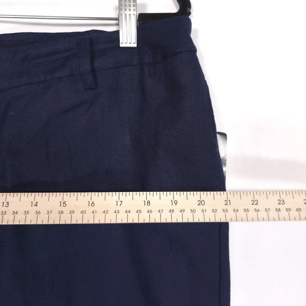 LAUREN RALPH LAUREN‎ New Women’s Pants 16W Navy 100% LINEN Trousers Wide Leg